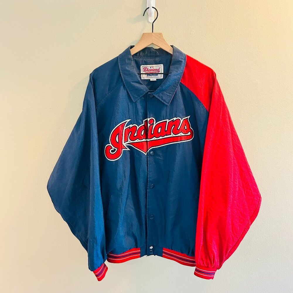 Cleveland Indians Starter Jacket Mens Size XL Diamond Collection Vintage Blue